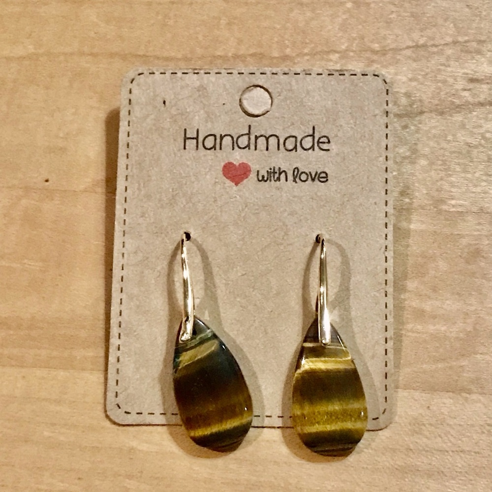 Lovely Tigers Eye Teardrop Gold Plated Earrings
